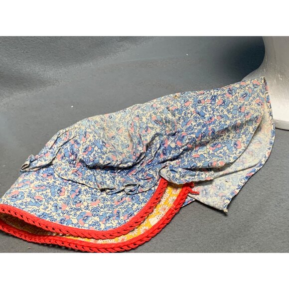 Vintage Womens Floral Bonnet with Red Trim & Ruffles - Picture 15 of 15